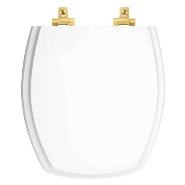 Encontraproduto.com.br - Assento Sanitário Laqueado Soft Close Thema Branco Para Vaso Incepa Com Ferragem Dourada