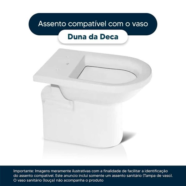 Encontraproduto.com.br - Tampa de Vaso Laqueado Com Fechamento Lento Duna Branco para Louça Deca com Ferragem Dourada