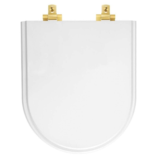 Encontraproduto.com.br - Tampa de Vaso Laqueado Com Fechamento Lento Duna Branco para Louça Deca com Ferragem Dourada