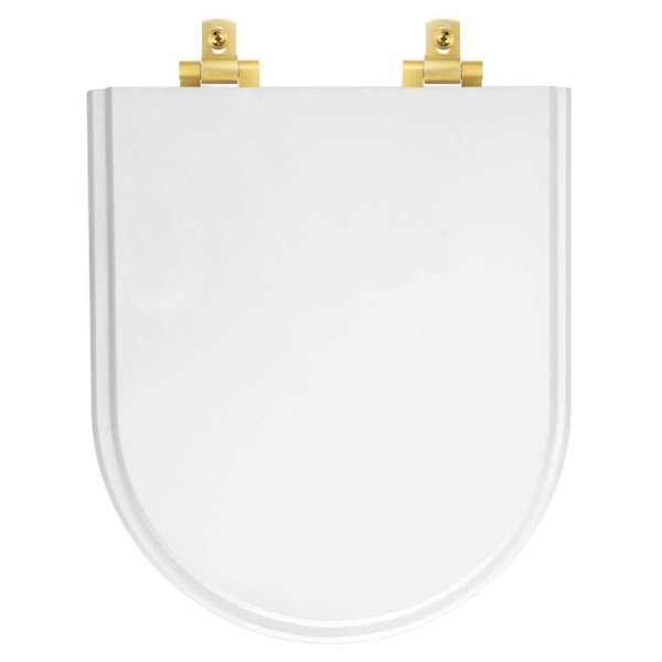 Encontraproduto.com.br - Tampa de Vaso Laqueado Com Fechamento Lento Link/LK Branco para Louça Deca com Ferragem Dourada