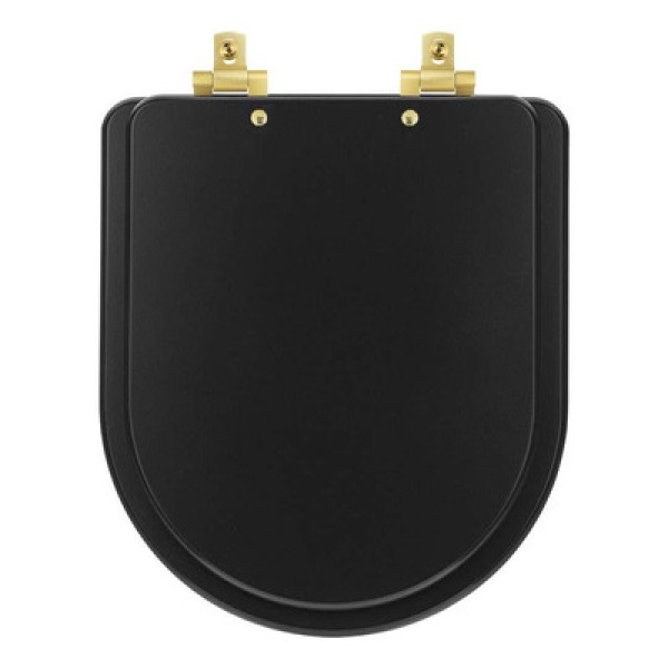 Encontraproduto.com.br - Tampa de Vaso Laqueado Com Fechamento Lento Level Preto para Louça Deca com Ferragem Preta