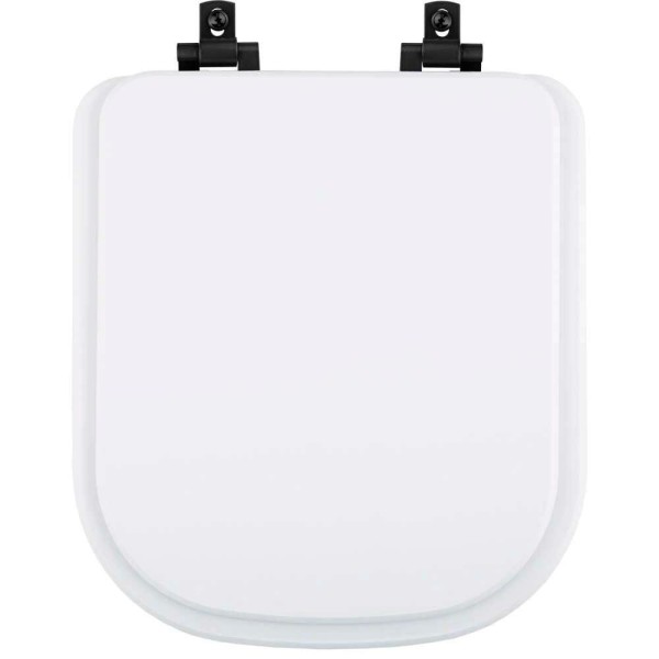 Encontraproduto.com.br - Tampa de Vaso Laqueado Com Amortecedor Quadra Branco para Bacia Deca com Ferragem Preta