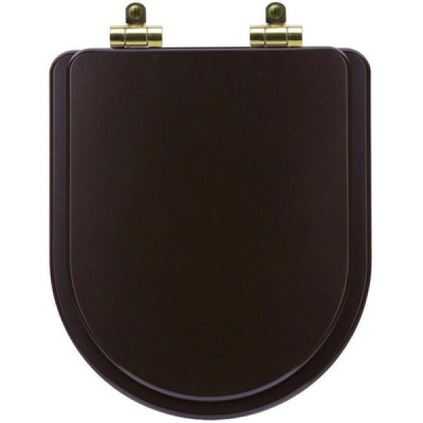Encontraproduto.com.br - Tampa de Vaso Poliéster Com Amortecedor Duna Marrom Fosco para Bacia Deca com Ferragem Dourada
