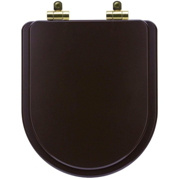Encontraproduto.com.br - Tampa de Vaso Poliéster Com Amortecedor Link/LK Marrom Fosco para Bacia Deca com Ferragem Dourada