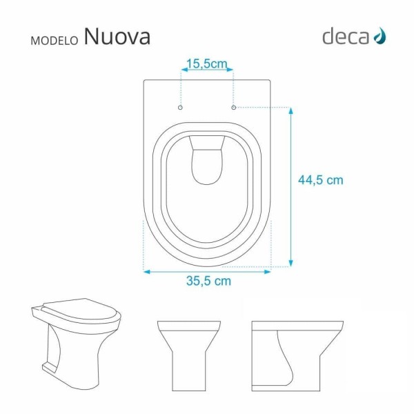 Encontraproduto.com.br - Assento Sanitário Poliéster Soft Close Nuova Branco para Vaso Deca com Ferragem Dourada