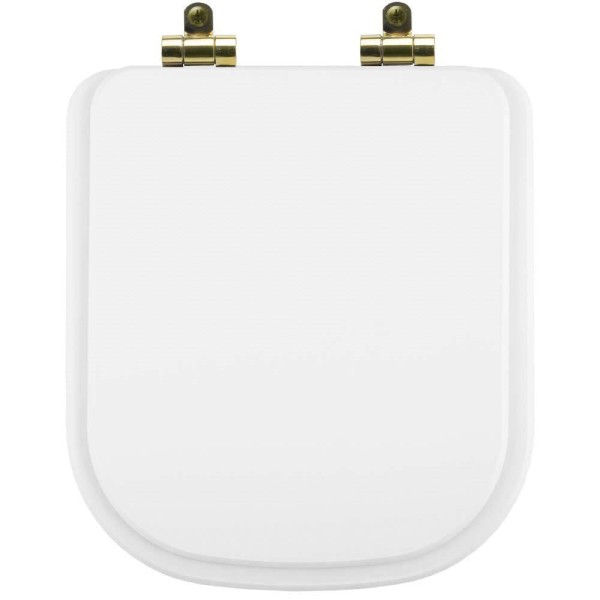 Encontraproduto.com.br - Assento Sanitário Poliéster Soft Close Piano Branco para Vaso Deca com Ferragem Dourada