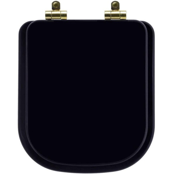 Encontraproduto.com.br - Tampa de Vaso Poliéster Com Amortecedor Quadra Preto para Bacia Deca com Ferragem Dourada