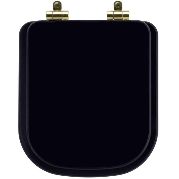 Encontraproduto.com.br - Tampa de Vaso Poliéster Com Amortecedor Quadra Preto para Bacia Deca com Ferragem Dourada