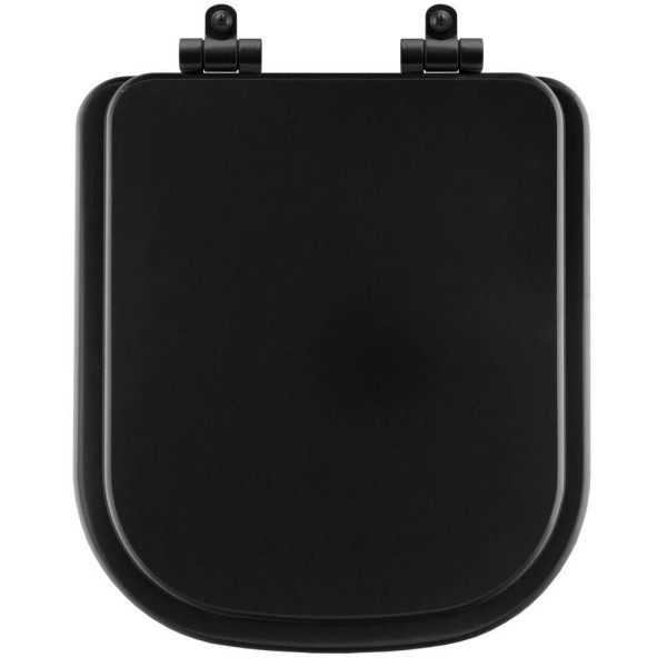 Encontraproduto.com.br - Assento Sanitário Poliéster Soft Close Piano Preto Fosco para Vaso Deca com Ferragem Preta