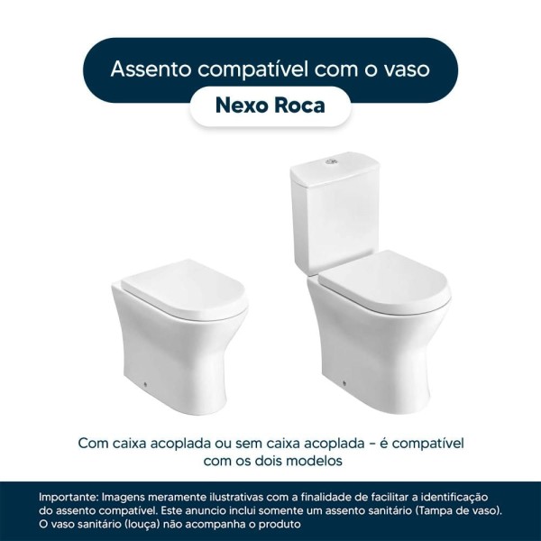 Encontraproduto.com.br - Tampa de Vaso Poliéster Com Fechamento Lento Nexo Onix (Preto Fosco) para Louça Roca Ferragem Preta