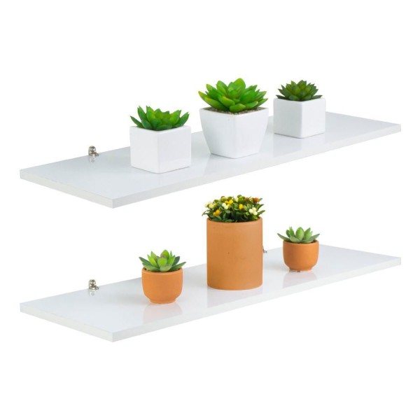Kit 2 Prateleira Branca MDF 60 x 10cm Suporte Cantoneira