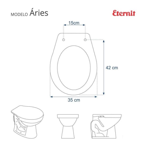 Encontraproduto.com.br - Assento Sanitário Laqueado Soft Close Aries Bege Claro para vaso Eternit