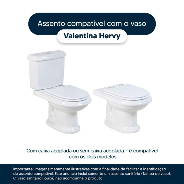 Encontraproduto.com.br - Assento Sanitário Laqueado Soft Close Valentina Marfim (Bege) para vaso Hervy