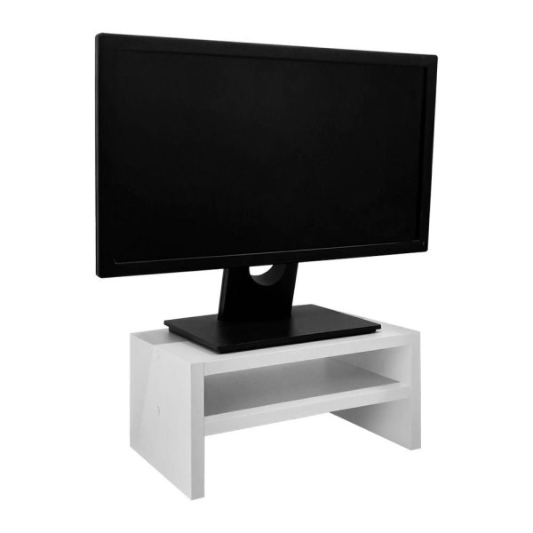 Encontraproduto.com.br - Base Suporte para Monitor Apoio de Mesa Madeira Branco