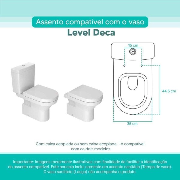 Encontraproduto.com.br - Assento Sanitário Tampa de Vaso Branco MDF Laqueado Level para bacia Deca