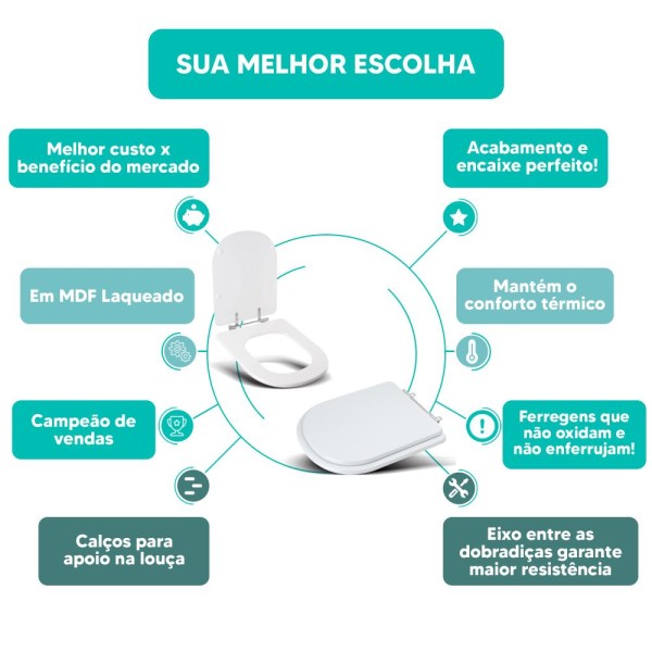 Encontraproduto.com.br - Tampa Vaso Sanitário Madeira Laqueada Belle Epoque Branco para bacia Deca