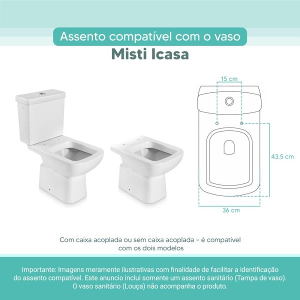 Encontraproduto.com.br - Tampa Vaso Sanitário Madeira Laqueada El Misti Branco para bacia Icasa