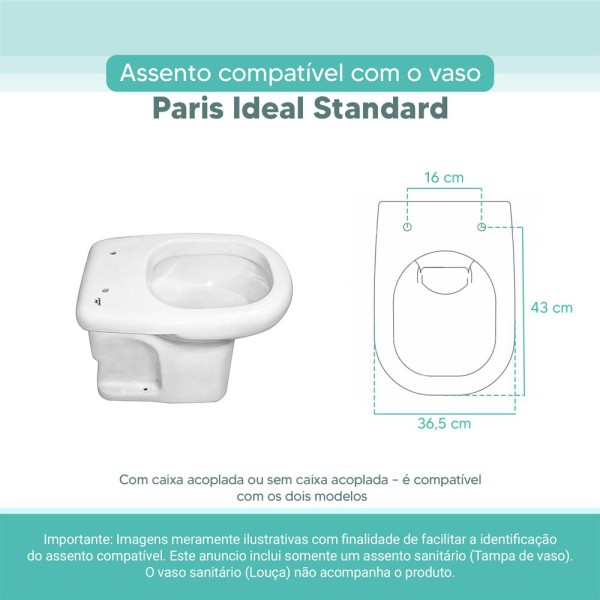 Encontraproduto.com.br - Tampa Vaso Sanitário Madeira Laqueada Paris Branco para bacia Ideal Standard