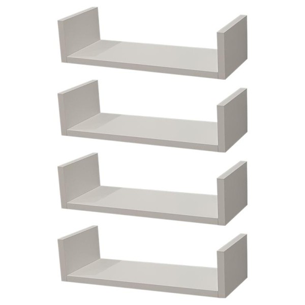 Encontraproduto.com.br - Kit 4 Prateleiras Nichos em U 70x20 MDF Branco com Suporte Flutuante Invisível