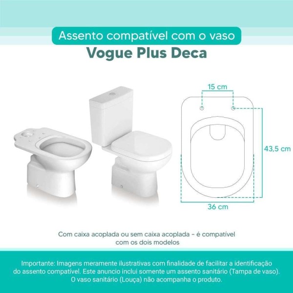 Encontraproduto.com.br - Assento Sanitário Tampa de Vaso Branco MDF Laqueado Vogue Plus para bacia Deca