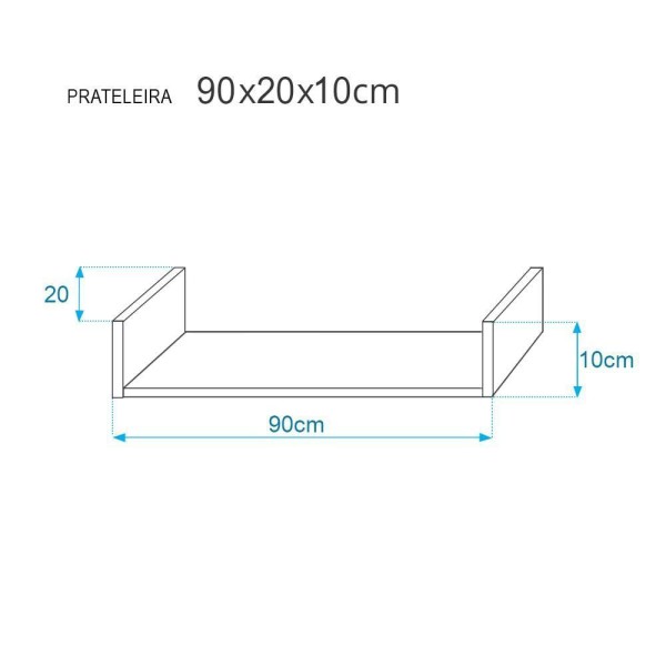 Encontraproduto.com.br - Prateleira em U 90X20cm Amarelo com Suporte Invisível