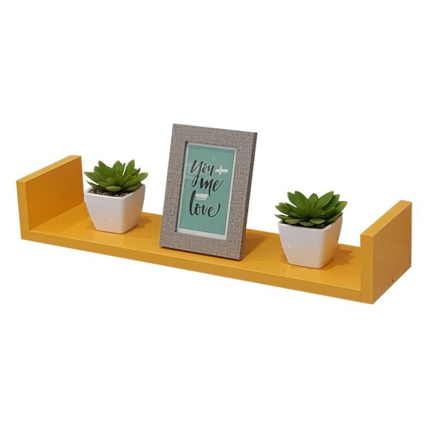 Encontraproduto.com.br - Prateleira em U 90X20cm Amarelo com Suporte Invisível