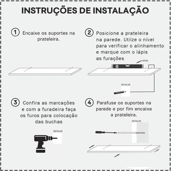 Encontraproduto.com.br - Prateleira em U 90X20cm Preta com Suporte Invisível