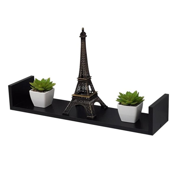 Encontraproduto.com.br - Prateleira em U 90X20cm Preta com Suporte Invisível