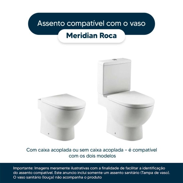 Encontraproduto.com.br - Assento Sanitário Com Fechamento Lento Meridian Branco Para Vaso Roca Com Ferragem Dourada