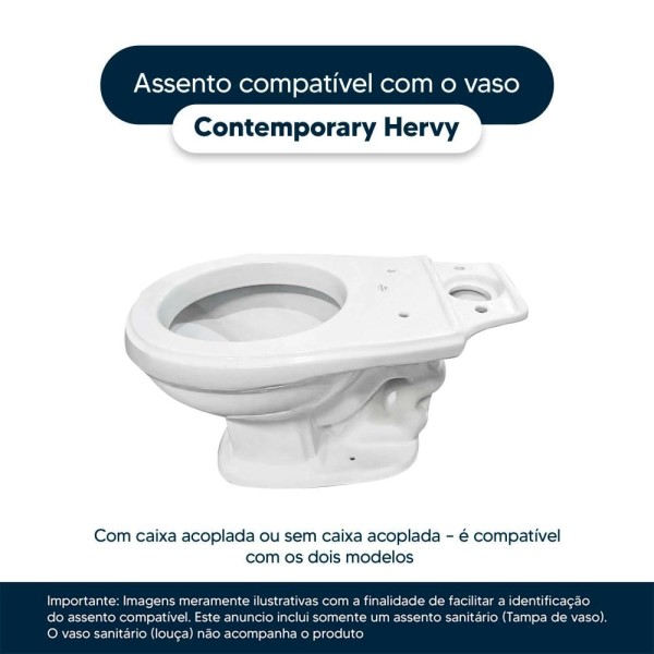 Encontraproduto.com.br - Assento Sanitário Com Fechamento Lento Contemporary Branco Para Vaso Hervy