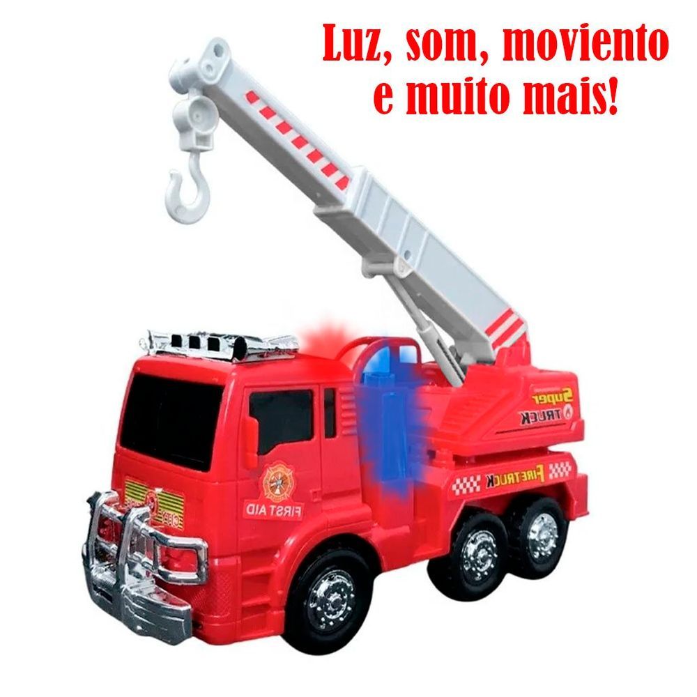 Encontraproduto.com.br - Brinquedo Caminhão Bombeiros Resgate Vermelho Com Luz e Sirene