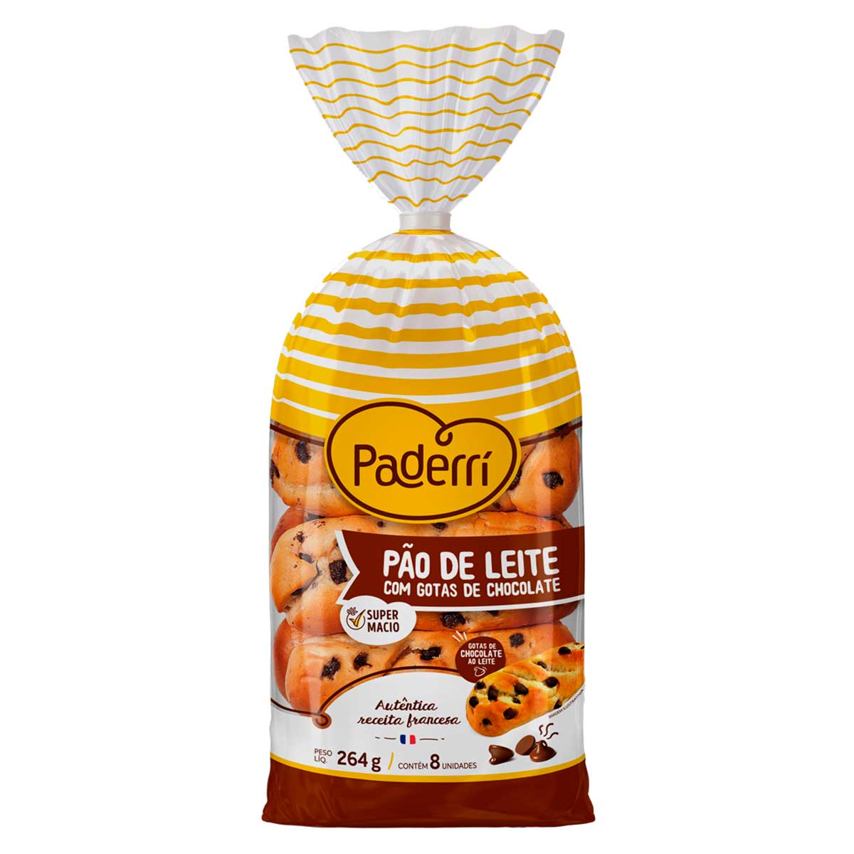 Pão PADERRI de Leite com Gotas de Chocolate Pacote 264g