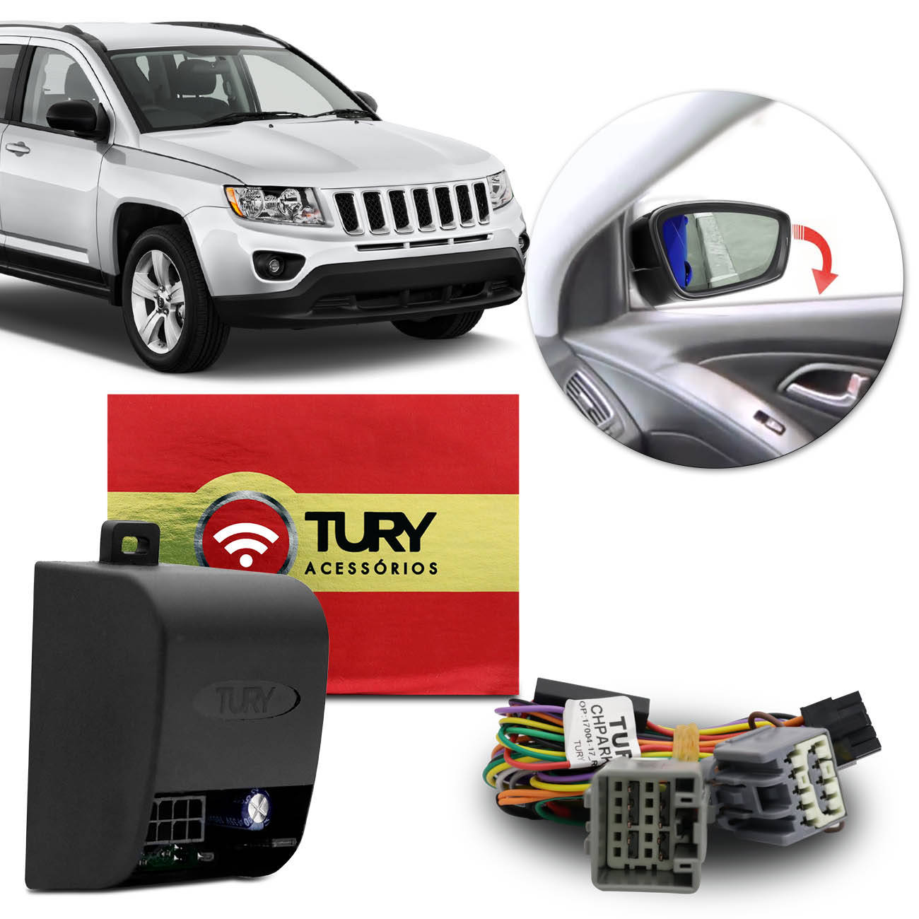 Encontraproduto.com.br - Módulo Retrovisor Elétrico Jeep Compass 2012 a 2016 Conexão Plug Assistente Mabobra Tury 1.3.7 CG