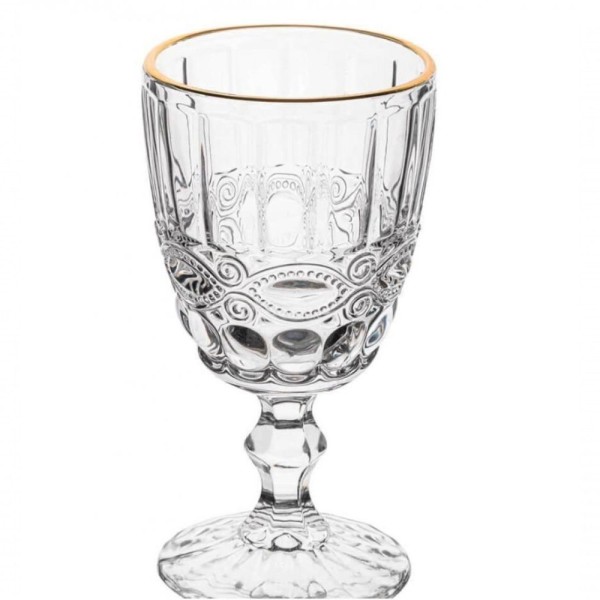 Jogo 4 Taças De Vidro Libelula Fio De Ouro 340ml - Lyor