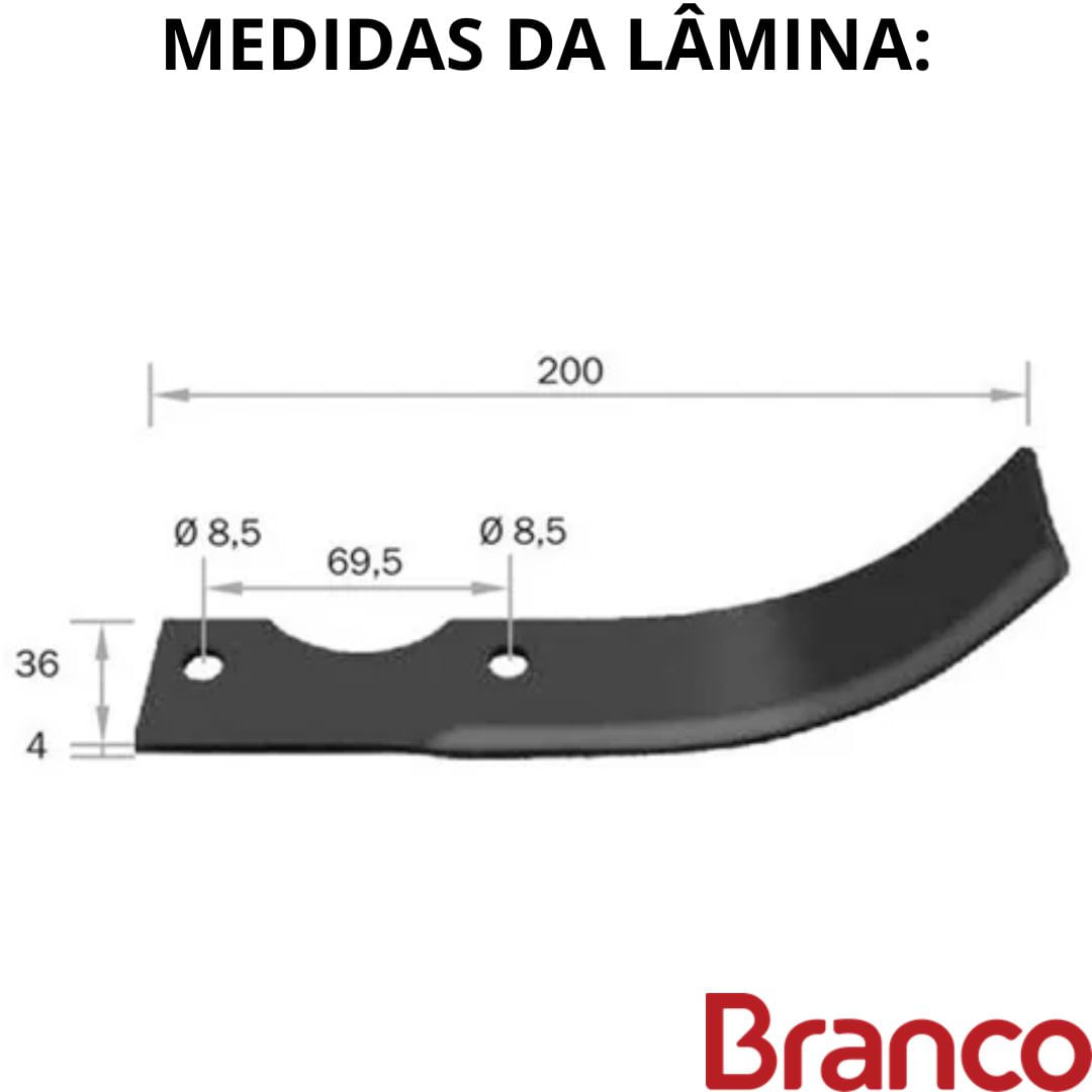 Encontraproduto.com.br - Kit Com 10 Lâminas Lado Esquerdo Enxada Rotativa Motocultivador Tratorito Branco B4T 6,5C Buffalo/Toyama