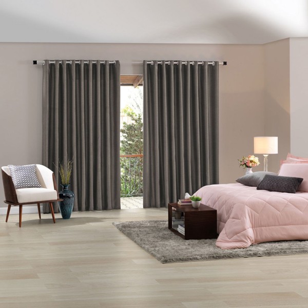 Cortina Corta Luz Blackout Tecido Bella Janela Blend e Taupe 2,60x1,70m