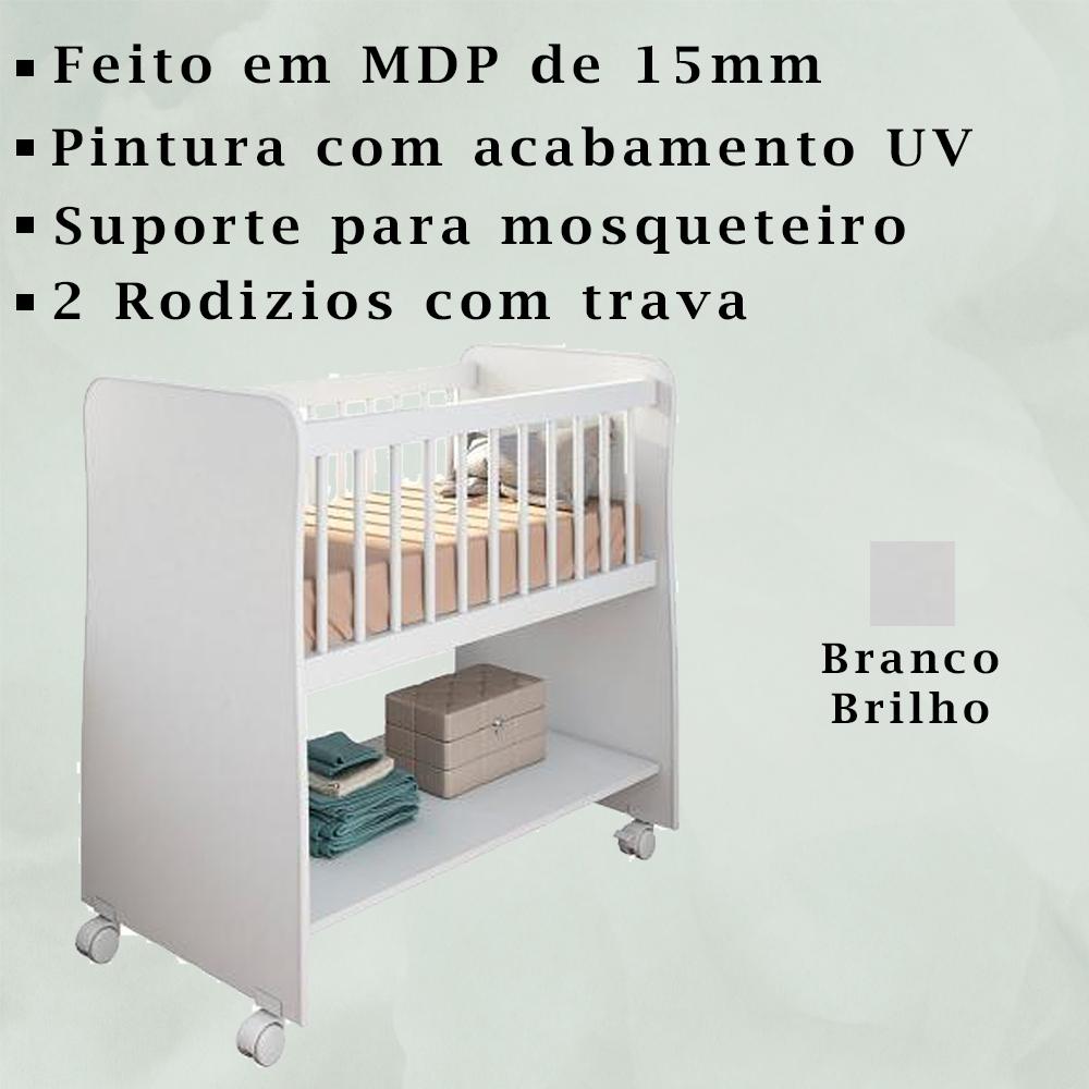 Encontraproduto.com.br - Mini Berço Com Rodizios 3050 Branco Plla Branco