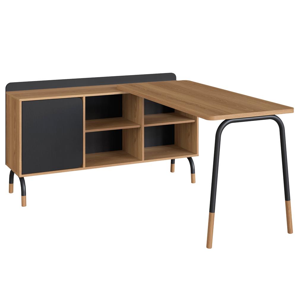 Mesa Escrivaninha Em L 28003 Hanover Nero Artesano Hanover Nero