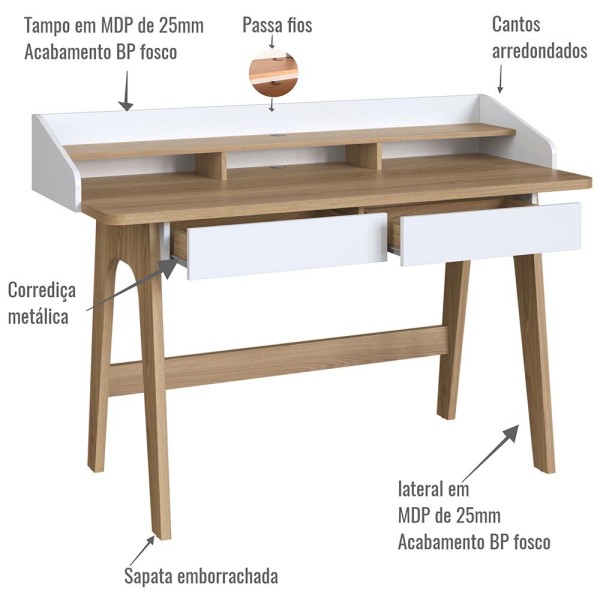 Encontraproduto.com.br - Conjunto Escritório Home Office 2 Peças 27999x27998 Branco Hanover Artesano Hanover Branco