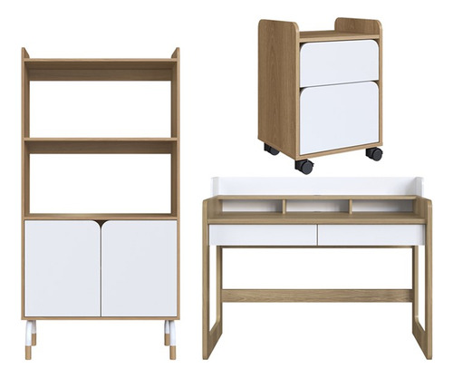 Conjunto Escritório Home Officie 3 Peças 28000x27996x27998 Branco Hanover Artesano Hanover Branco
