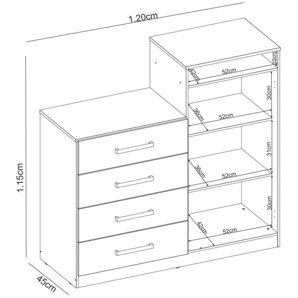 Encontraproduto.com.br - Comoda Sapateira 2 Portas 4 Gavetas 4270 Demobile