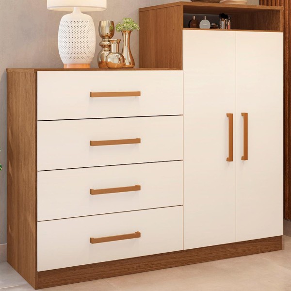 Encontraproduto.com.br - Comoda Sapateira 2 Portas 4 Gavetas 4270 Demobile