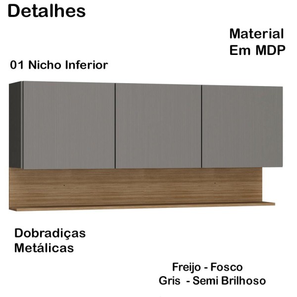 Encontraproduto.com.br - Armario Aereo 3P 150cm 2950 KTP