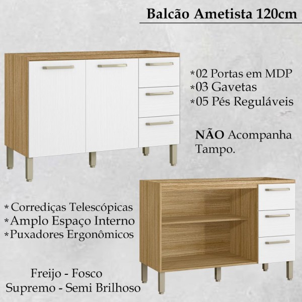 Encontraproduto.com.br - Balcao Sem Tampo 120cm 754AM KTP