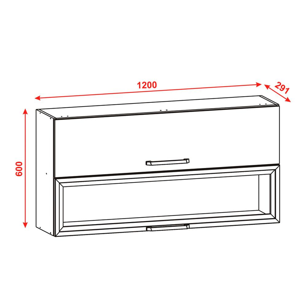 Encontraproduto.com.br - Armario Aereo 120cm Com Vidro 782AM KTP