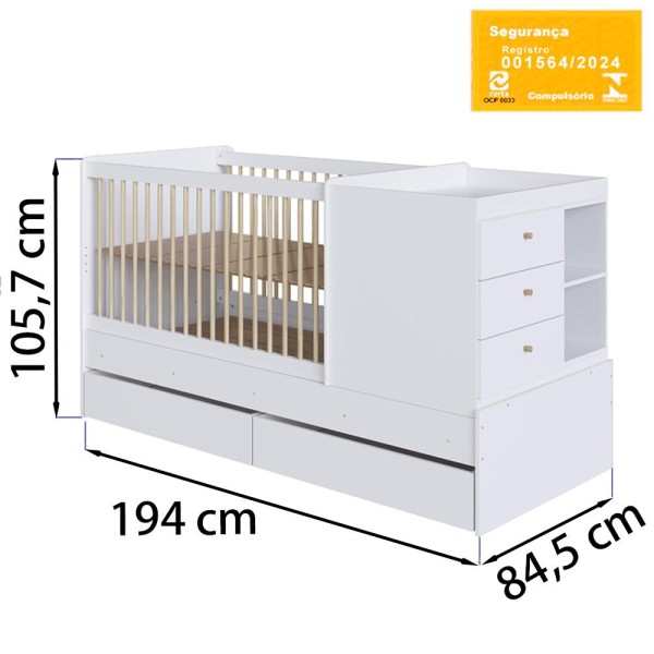 Encontraproduto.com.br - Berço Cama Multifuncional Com Gavetoes BB024 Comm