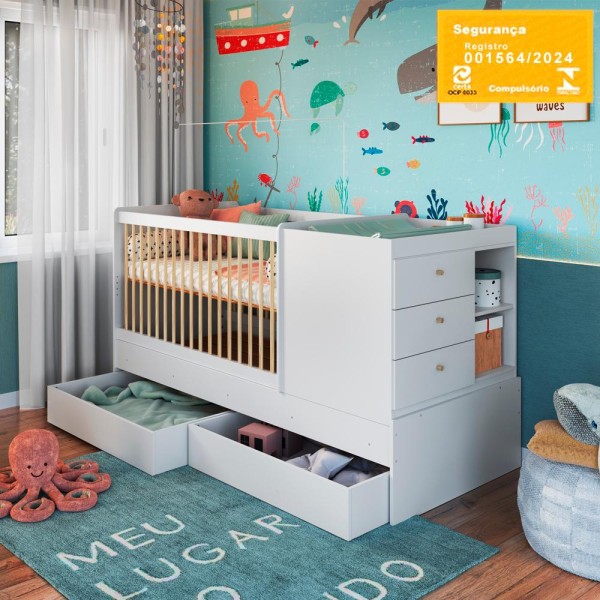 Encontraproduto.com.br - Berço Cama Multifuncional Com Gavetoes BB024 Comm