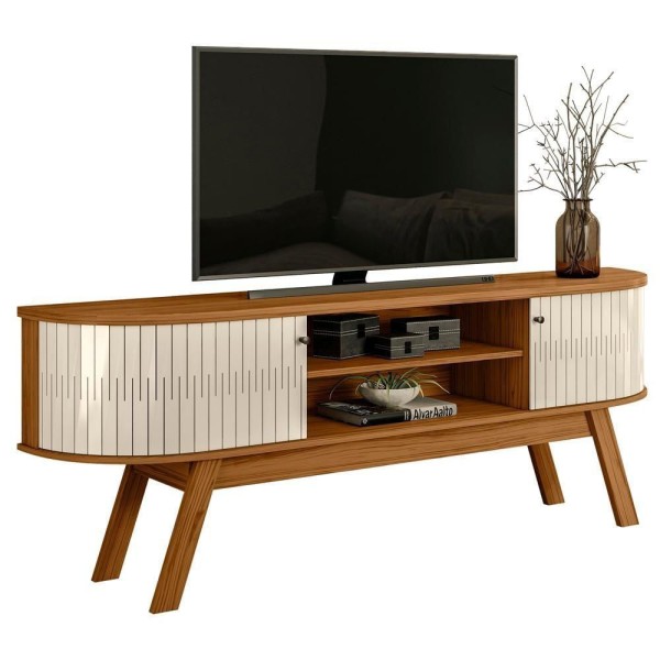 Rack Bancada 183 Cm Tv 75 Pol 5111 Naturale Off White Mdt Naturale Off White