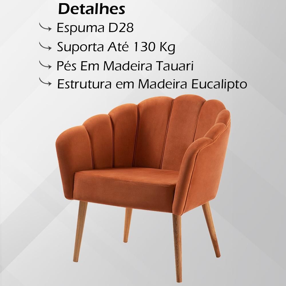 Encontraproduto.com.br - Poltrona Decorativa Pes Tauari 7049 Veludo Caramelo Dmobiliario Caramelo