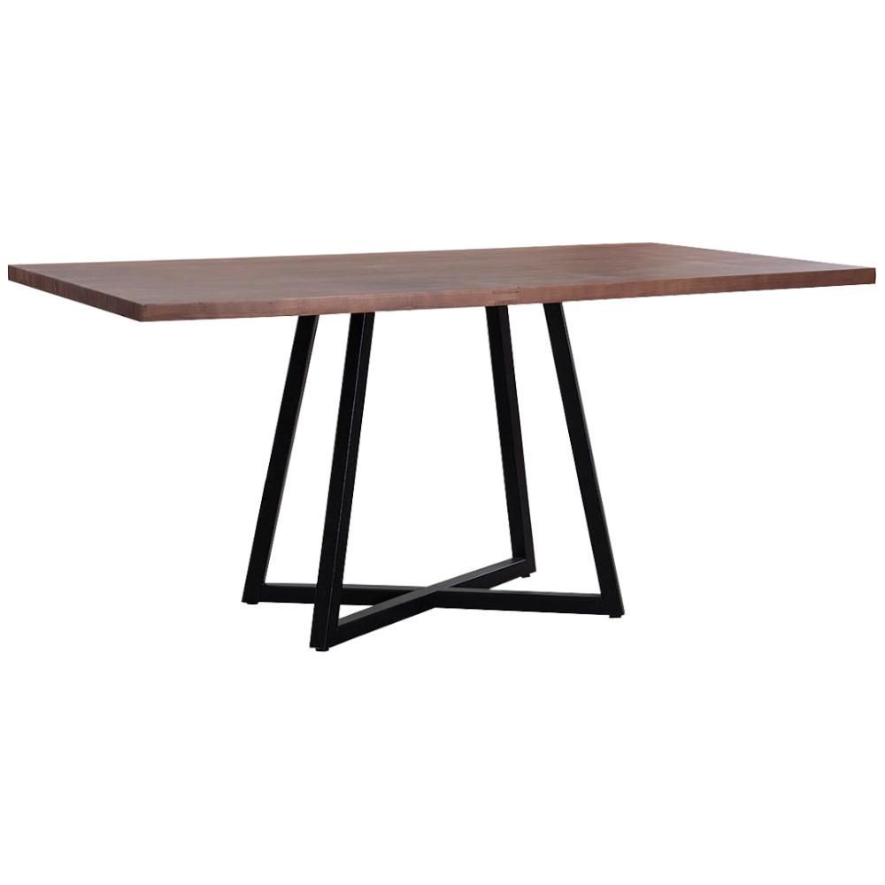Mesa Jantar Cozinha I08 Madeira Taeda 180x77 Cm Castanho Aço Preto Dmobiliario Castanho